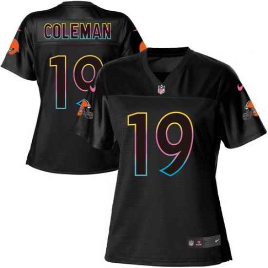 Nike Browns #19 Corey Coleman Black Womens NFL Fashion Game Jersey